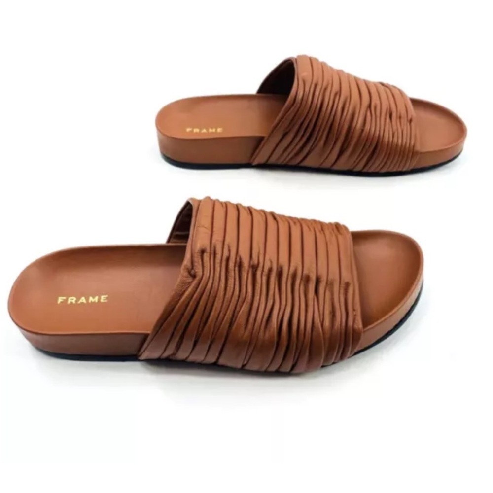 FRAME Le Reese Slides in Rushed Tobacco - image 1